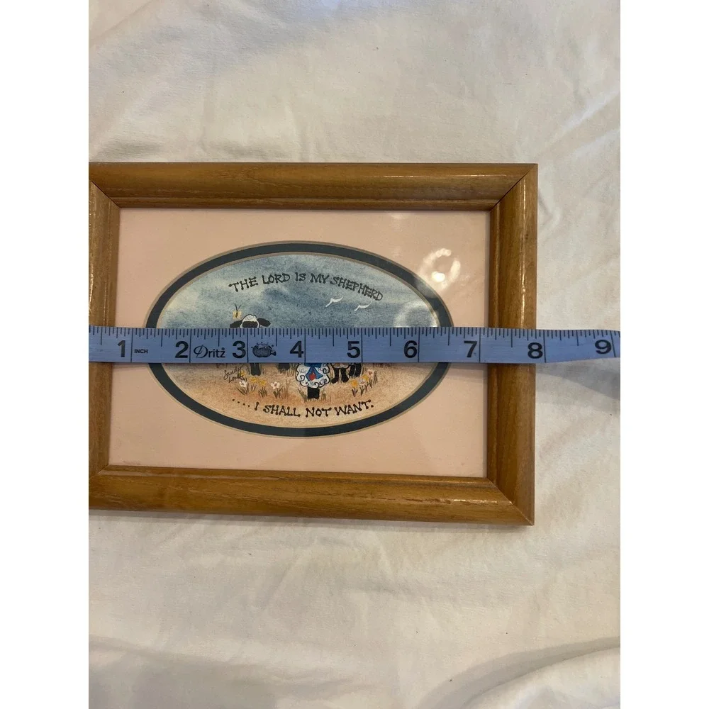 Sandy Lynam Clough Signed Sheep Art The Lord Is My Shepherd Wood Frame Psalm 23
